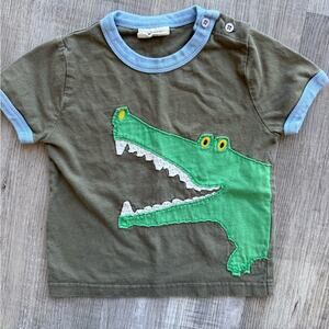 Mini Boden Toddler 12-18 Months Alligator Tee T-Shirt Short Sleeves Green
